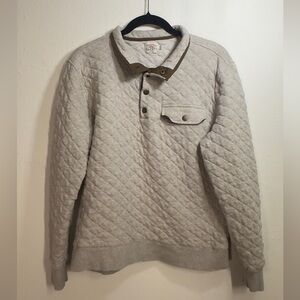 Faherty Quilted Shirt Jacket in Light Gray with Olive Accents